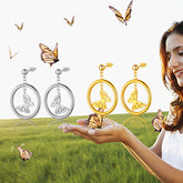 Women Butterfly Circle Dangle Earrings Stainless Steel - Earrings - Aurora Tears
